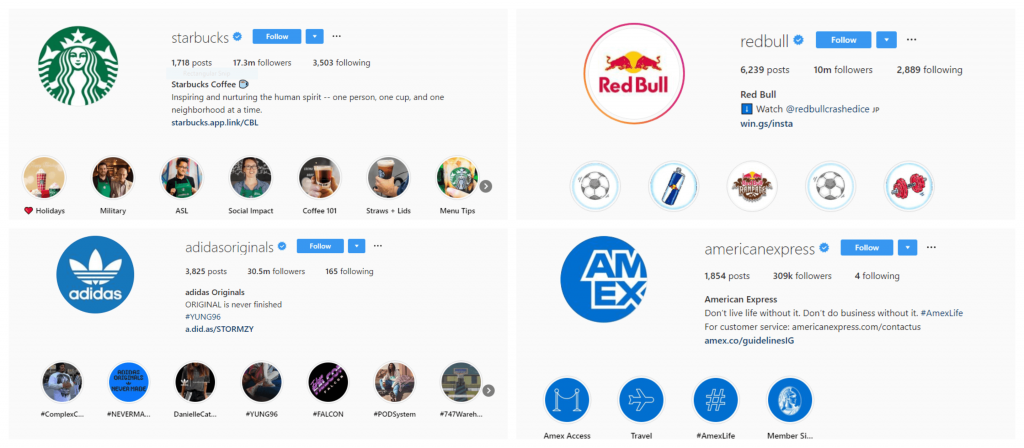 Brands Instagram accounts